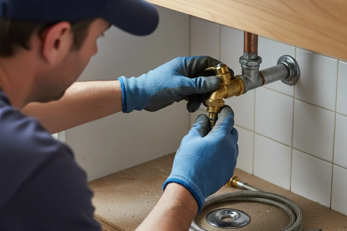 Shutoff valve and fitting work during Burst Pipe Repair in Winona